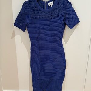 Milly Cobalt Blue Textured Knit Bodycon Mini Dress